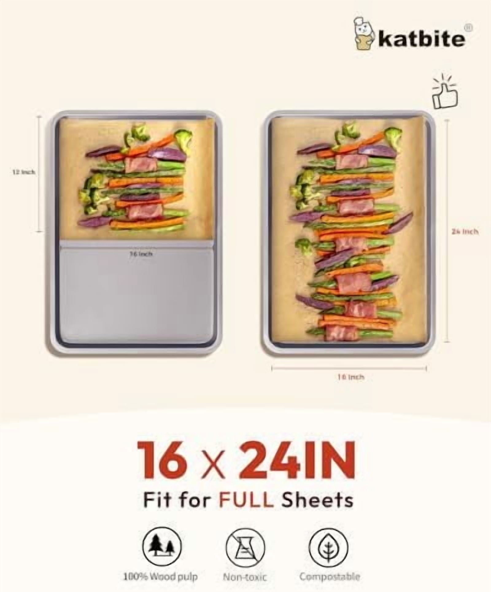 16x24 Inch Parchment Paper Sheets, 100Pcs Non-Stick Precut Baking Parchment, Unbleached Parchment Paper for Baking, Cooking, Grilling, Frying and Steaming, Full Sheet Baking Pan Liners