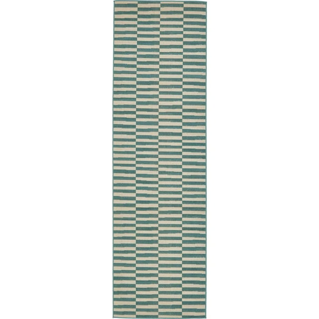 Unique Loom 3129627 Area Rug, 2 Feet 9 Inch x 9 Feet 10 Inch, Teal/Beige