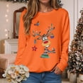thumbnail image 2 of Towmus Christmas Sweatshirts for Women Cute Elk Print Graphic Sweatshirt Casual Long Sleeve Crewneck Pullover Tops, 2 of 6