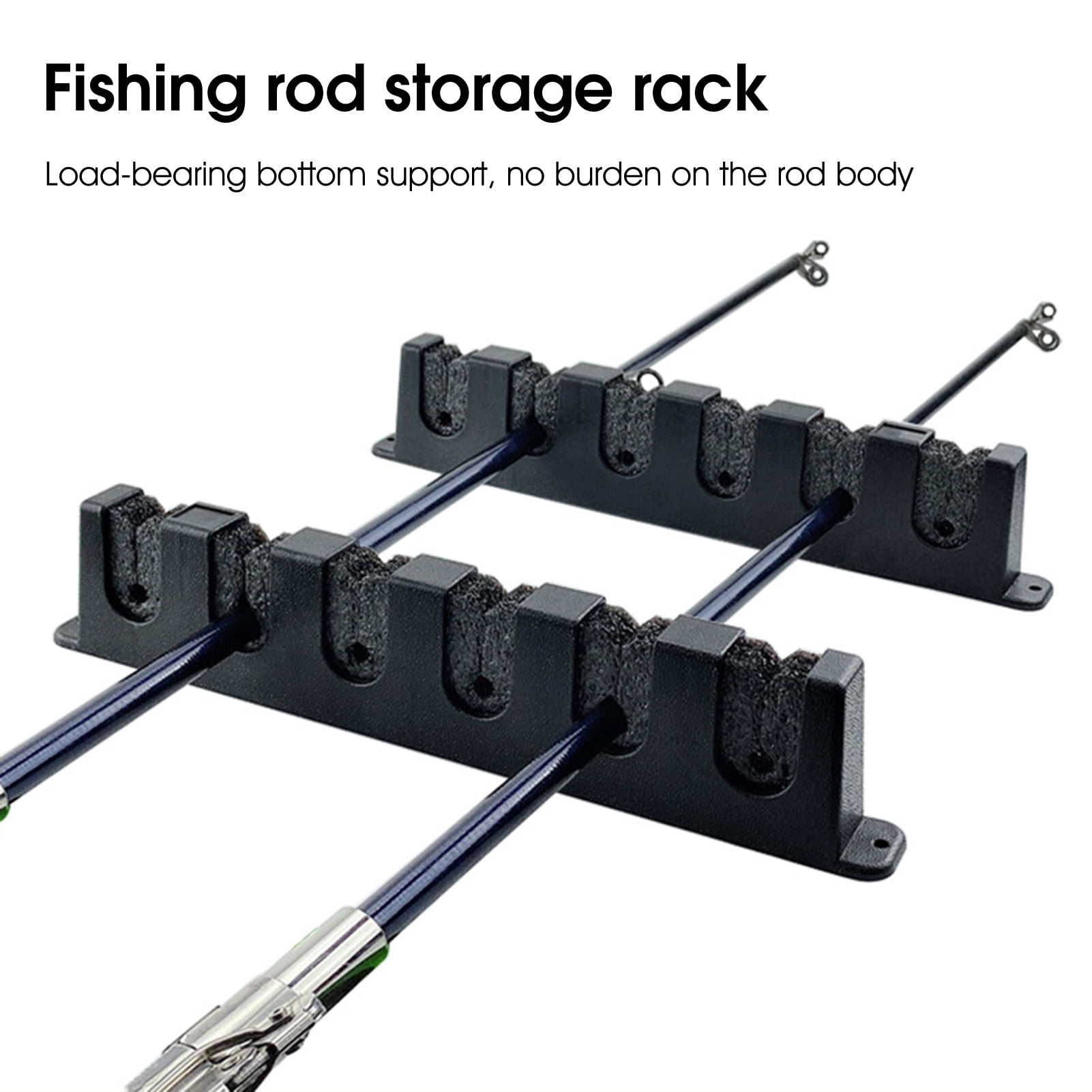 Yoone 1 Pair Wall Mount Fishing Rod Holder Heat-resistant Helpful Reliable  Fishing Pole Rack for Home