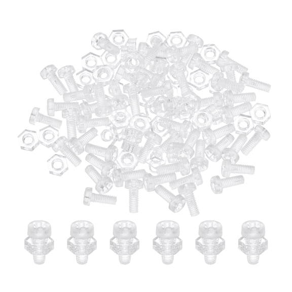Uxcell 50 Set M2.5x6mm Clear Acrylic Phillips Round Head Screws with Hex Nuts Kit