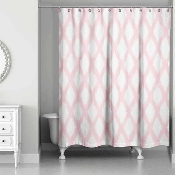 Creative Products Pink Painted Trellis Pattern 71x74 Shower Curtain