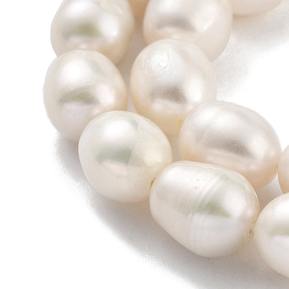 Natural Cultured Freshwater Pearl Beads Strands Grade 3A Rice Floral White 9~10mm Hole: 0.6mm 16~18pcs/strand 6.69~6.89''(17~17.5cm)