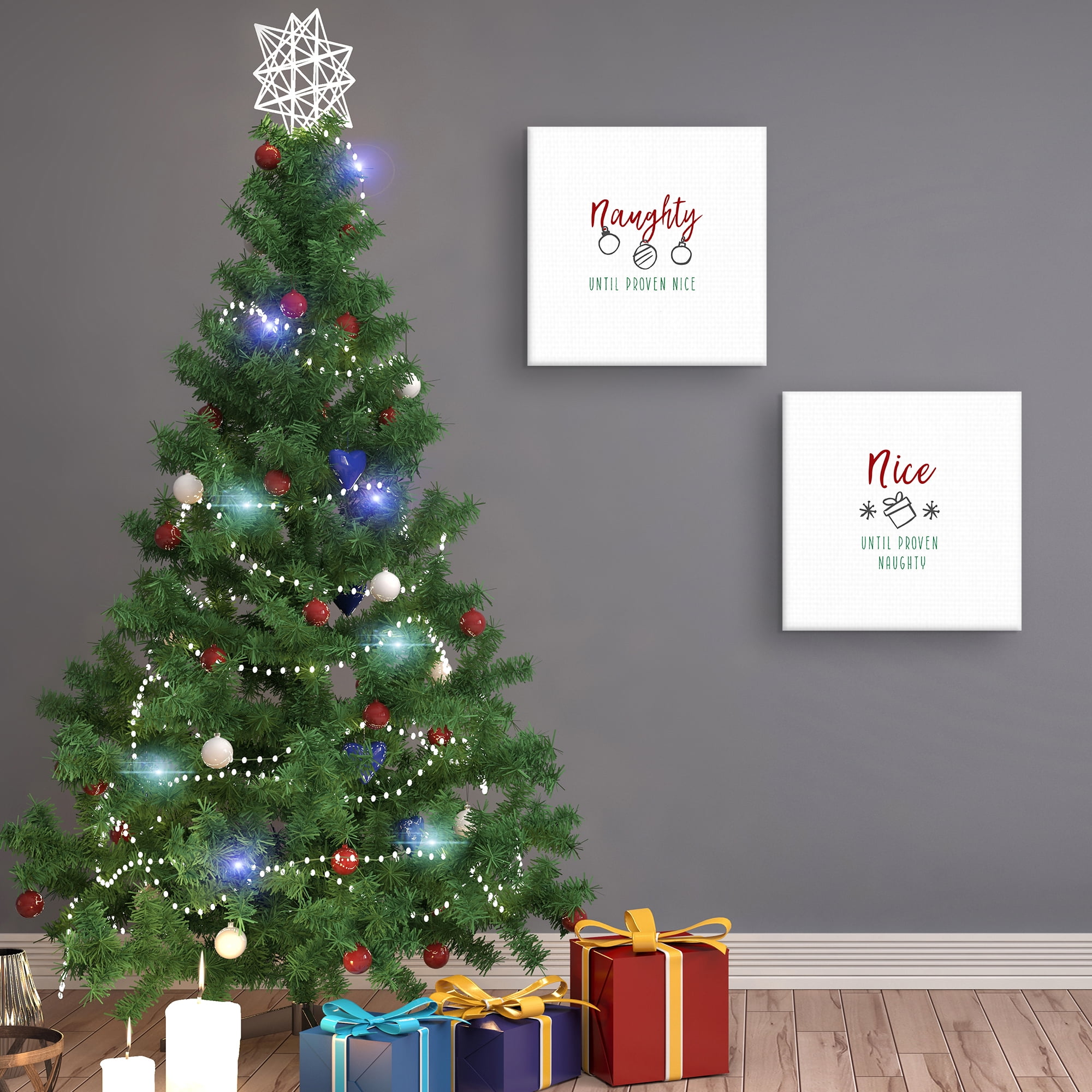 Naughty & Nice by Amanda Murray Holiday Canvas Art Print Set of 2