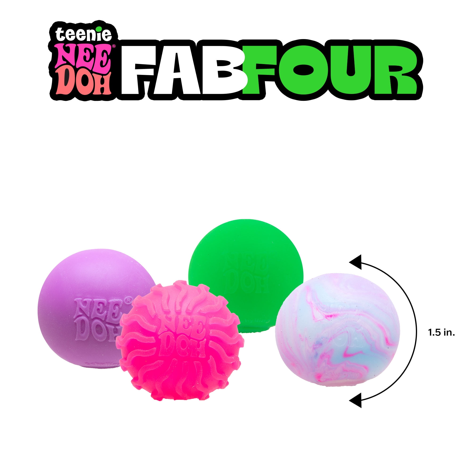 NeeDoh Fab Four Sensory Squeeze Toy Set, 4 Pack Squishy Stress Balls, Ages 3+