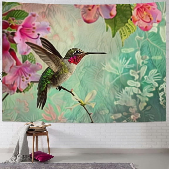 BCIIG Hummingbird Flower Branch Tapestry Wall Hanging Unique Style Graphic Tapestries Home Wall Decor Art for Living Room Bedroom Apartment Farmhouse Dorm Wall Art Tapestry 40x30inch