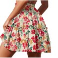 thumbnail image 4 of Mqqzkk Women's Summer Skirts Boho Floral Print Mini Skirt High Waist Drawstring Tiered Skirts Fashion Beach Vacation Skirts, 4 of 6