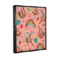 thumbnail image 2 of Stupell Industries Sloths Climbing Botanical Branches Whimsical Floral Pattern Graphic Art Jet Black Floating Framed Canvas Print Wall Art, Design by Lisa Perry Whitebutton, 2 of 5