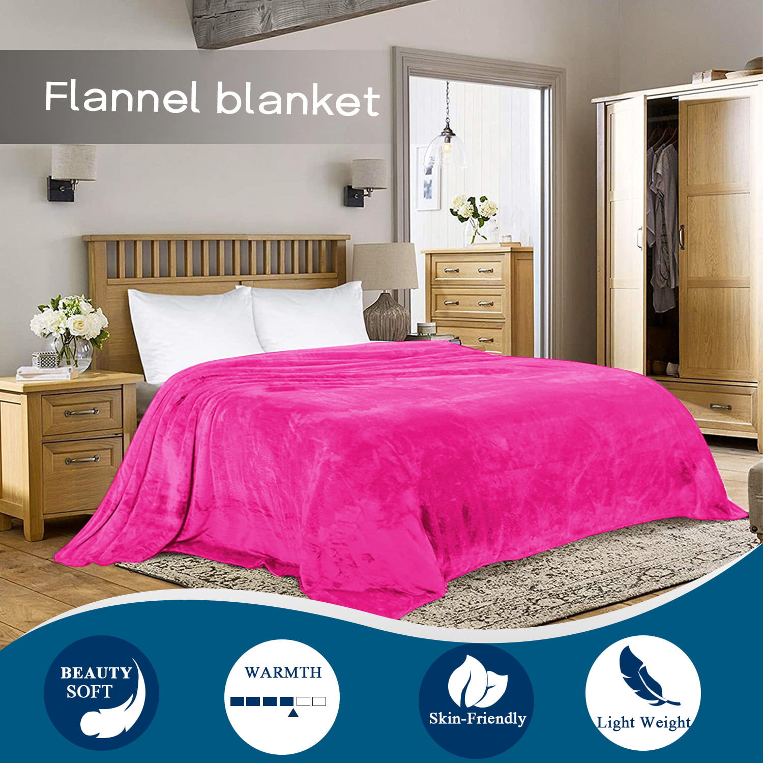 Details about  /  Lightweight Flannel Fleece Blanket  All Season Warm Throw Blanket Queen//King