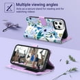 thumbnail image 4 of ULAK Wallet Case for iPhone 14 Pro Max for Women Girls, Kickstand Phone Case with Card Holder for Apple iPhone 14 Pro Max 6.7 inch 2022, Blossom Blue Flora, 4 of 8