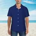 thumbnail image 2 of Pofeuu Navy Blue Print Hawaiian Shirt for Men Sleeves Casual Button Down Summer Beach Dress Shirts T-Shirts,Medium, 2 of 7