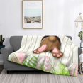thumbnail image 2 of Zufioo Brown Bunny Print Horizontal Flannel Blanket, Anti-wrinkle, Anti-shrinkage, Anti-allergic Plush Blanket, Household Items Suitable for Bedroom-40"x30", 2 of 6