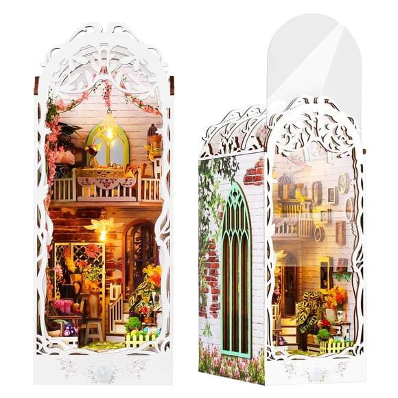 Kit de rincón para libros Lycidae para casa de muñecas DIY con luces LED Gardenhouse