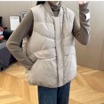 thumbnail image 2 of Chalecos para mujer, chalecos de algodón con plumón de pato, cárdigans casuales sin mangas con cuello redondo, chaquetas de moda coreanas vintage, blusas holgadas para mujer, 2 of 5