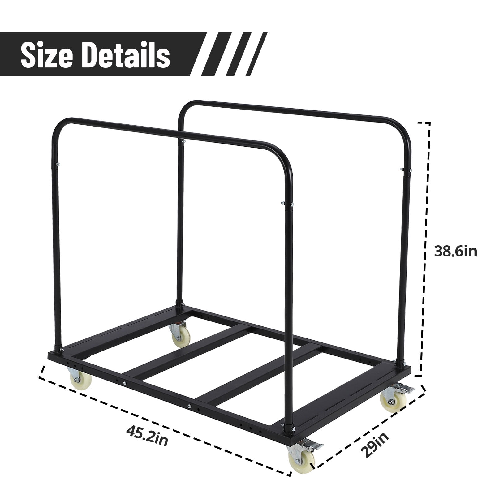 Accreate Steel Drywall Dolly, Heavy-Duty Panel Truck Cart with 5” PU Swivel Wheels for Moving Building Materials Furniture