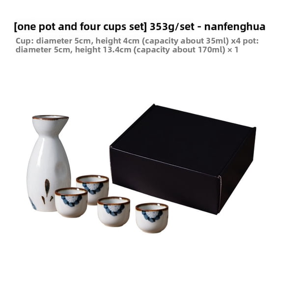 Vintage Ceramic Decanter and Cups Set Japanese Style for Sake Umeshu Home Bar Restaurant Use Liquor Serving Gift