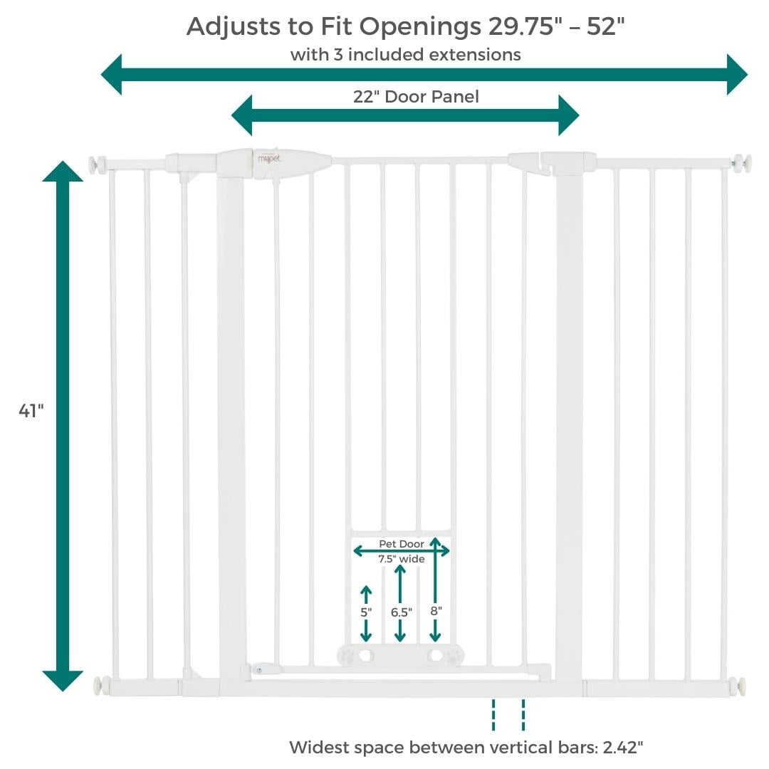 North States MyPet Extra Tall and Wide Metal Walk Thru EasyPass Pet Gate, Expands to 52" Wide