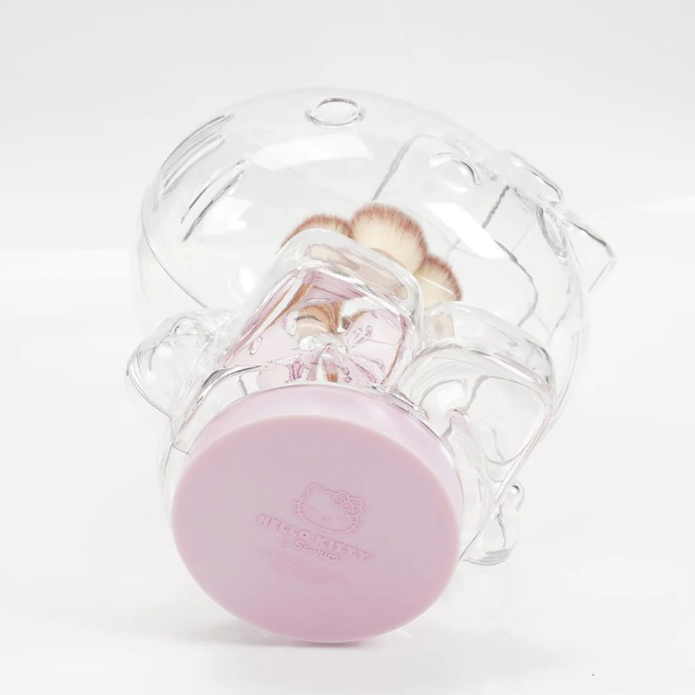 Impressions Vanity Hello Kitty 6 Pcs Super Soft Makeup Brush Set with Clear Cloche (Pink)