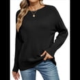 thumbnail image 1 of Suéteres Casuales de Larga para Mujer, Suéteres Sueltos de Punto Liso, Suéteres Tipo Jersey, Tops. Negro L, 1 of 7