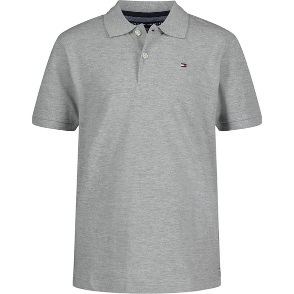 Polo Tommy Hilfiger para niños de manga corta, color gris hiedra, 4 años