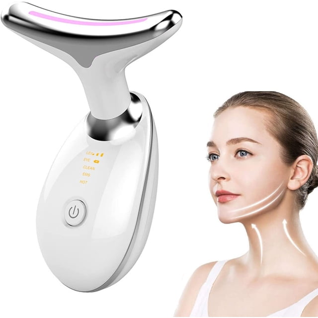 Terapia de luz roja para rostro, dispositivo de estiramiento facial, dispositivo de belleza de la piel para rostro y cuello, masajeador facial eléctrico portátil para regalos del día de la madre