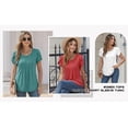 thumbnail image 6 of MOYIKO Women Tshirts Short Sleeve Summer Top Petal Sleeve Pleated Tunic Tee Bright Blue Round Neck Basic T Shirts Clothes Size L, 6 of 7