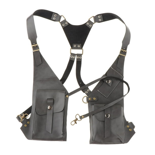 Bolso de hombro con arnés de cuero PU Yinane gris