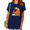 Navy Blue, variant on UNISHE Halloween Pumpkin Cat Relaxed Crew Neck Short Sleeve Graphic Tee