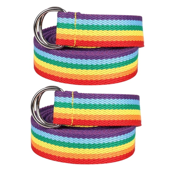 MLINS 2pcs Rainbow Weaving Waist Belt D-Ring Unique Waistband For Jeans And Dresses Belts For Women Weaving Waist Wrap