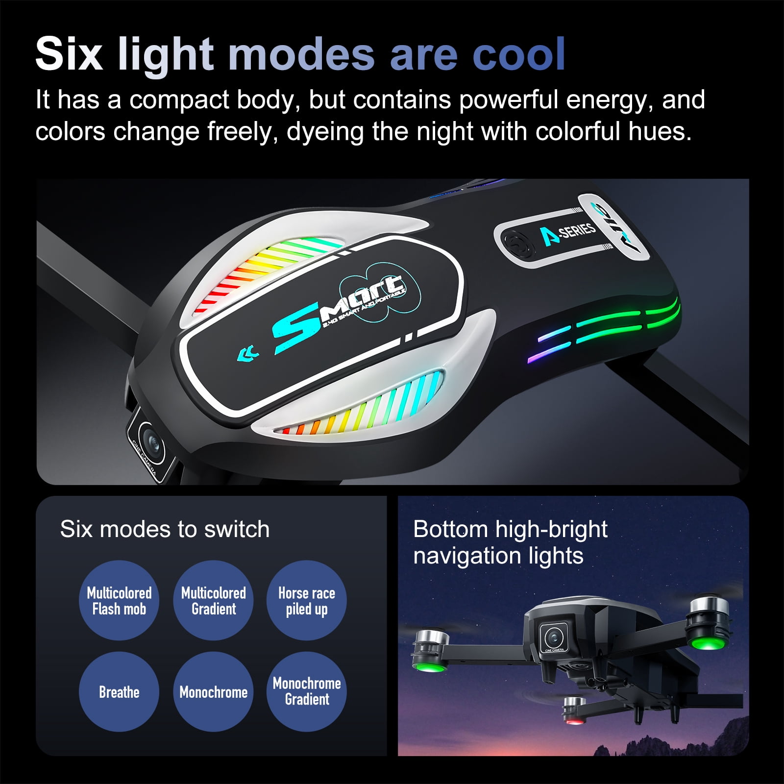 HNZENBW A118 8K RC Drone with Dual Camera for Kids & Adults,Optical Flow & Cool Lights,Brushless Motor & 2 Batteries