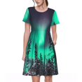 thumbnail image 1 of Easygdp Northern Lights 2 para Vestido Transpirable de Mujer, Vestido Suelto de Manga Corta con Pliegues y Bolsillos para el Verano, 1 of 6