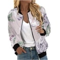 thumbnail image 5 of Tiqkatyck Winter Jackets Clearance, Women Autumn Fashion Leisure Square Thin Jacket with Flap Pocket Jacket with Elastic Hem and Cuffs Coat Baseball Top for Women White L, 5 of 5