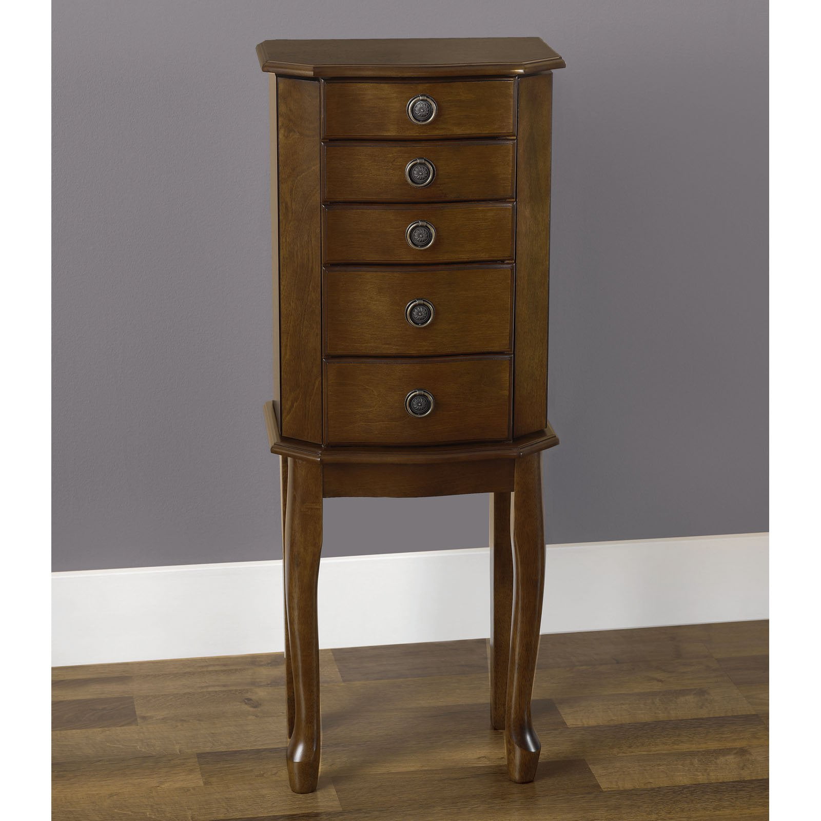 Linon Paulina Dark Cherry Jewelry Armoire