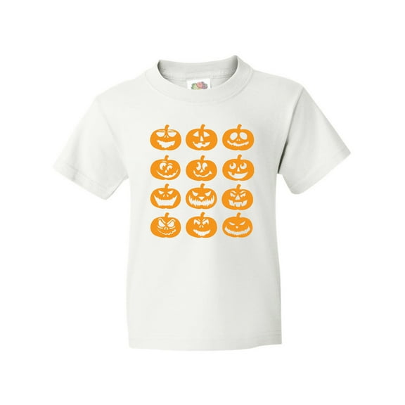 Inktastic Halloween Pumpkin Faces Orange Youth T-Shirt