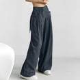 thumbnail image 4 of Gibobby pantalones para nieve mujer Pantalones de traje de mujer Pantalones drapeados Pantalones casuales Pantalones de pierna recta Pantalones de pierna ancha para trapear el piso (Gris, S), 4 of 5