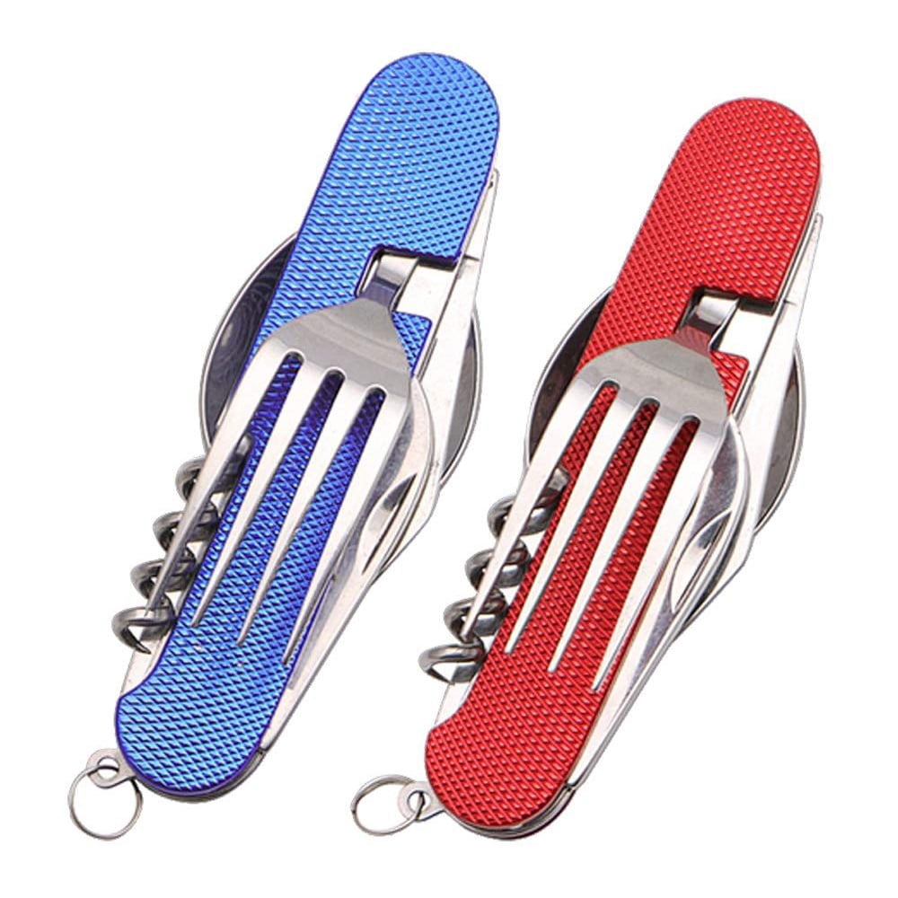 2Pcs Camping Utensils Cutlery Set Travel Utensil Foldable Silverware