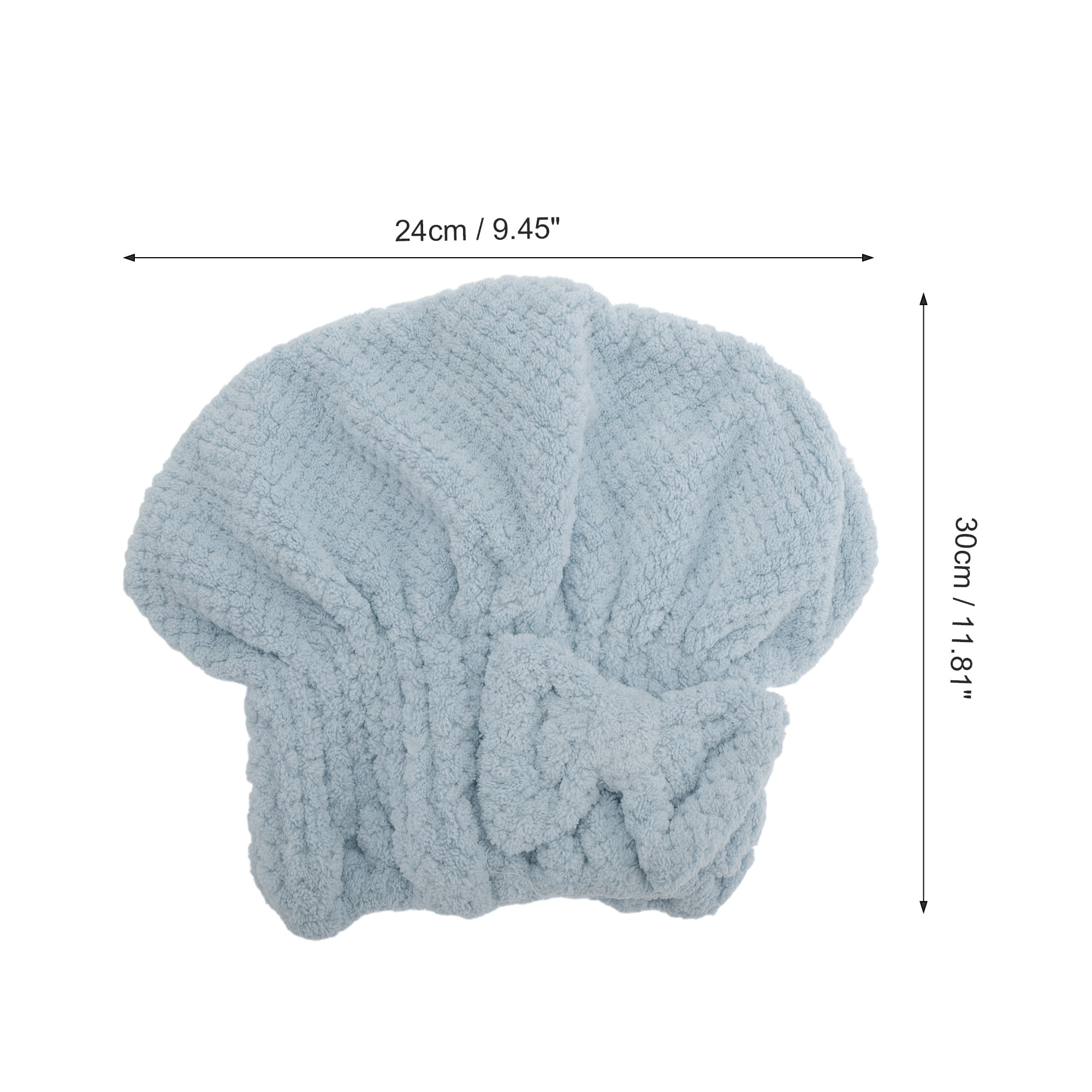 Unique Bargains 1pc Water-absorbent Quick Drying Bow Hair Towel 9.45"x 11.81" Gray Blue