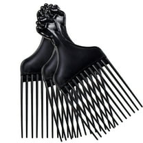 Plastic Hair Pick Combs for Women and Men - 3 Pack Black Detangling Combs for Afro, Curly Hair Braiding and Styling