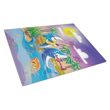 Carolines Treasures APH2485LCB Dolphins Playing Music Glass Cutting Board Large 12H x 16W multicolor