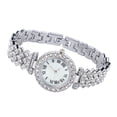 thumbnail image 1 of Reloj de pulsera con diamantes de imitación ANGGREK Juego de pulsera de reloj de acero inoxidable plata, 1 of 8