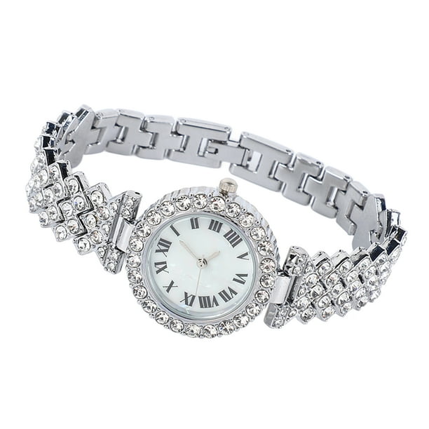 Reloj de pulsera con diamantes de imitación ANGGREK Juego de pulsera de reloj de acero inoxidable plata
