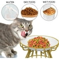 thumbnail image 7 of Ceramic Cat Bowl with Metal Stand Raised Cat Bowls Elevated Kitten Dish Pet Food and Water Feeding Station for Indoor Kitty Puppy Small Dog - type:style4, 7 of 7