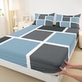 thumbnail image 4 of Feelyou Adult Chic Plaid Twin Sheet Sets, Fashion Artwork Buffalo Twin Fitted Sheet, Blue Grey Abstract Ombre Flat Sheet, Breathable Home Decor, 3pcs, 4 of 8