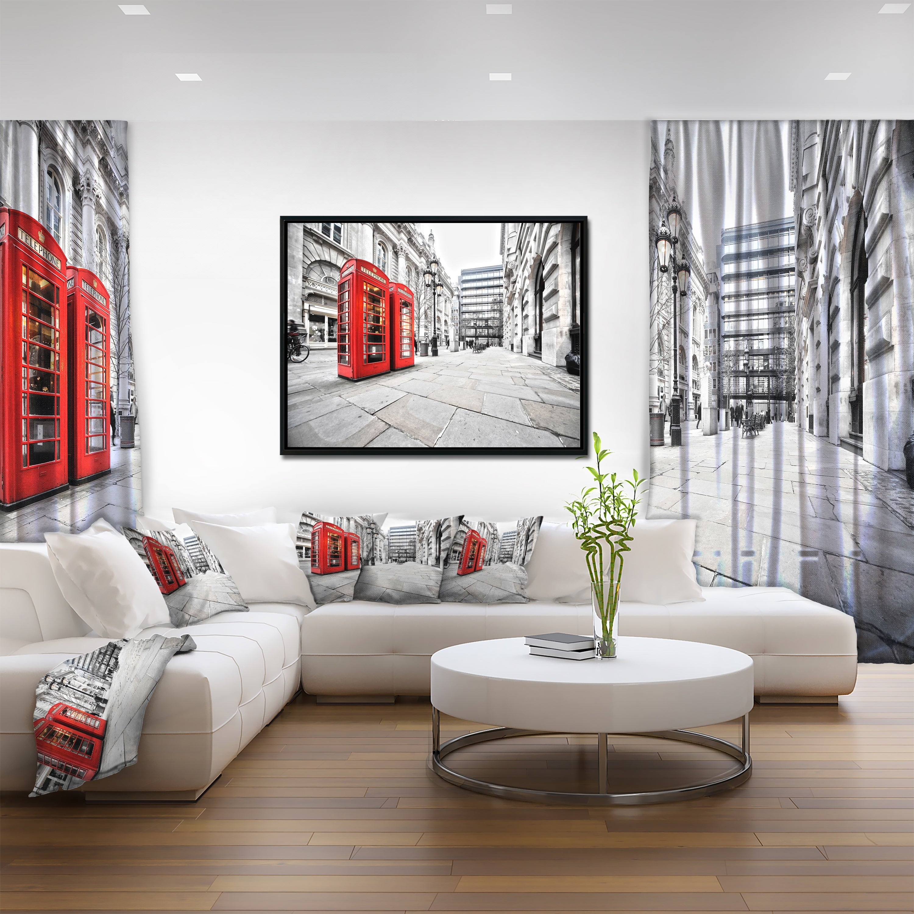 Design Art Cabines Téléphoniques Sur La Rue  Sur Toile Encadrée