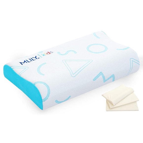 Almohada MLILY Kids de espuma viscoelástica ajustable 30 x 50 cm, color azul