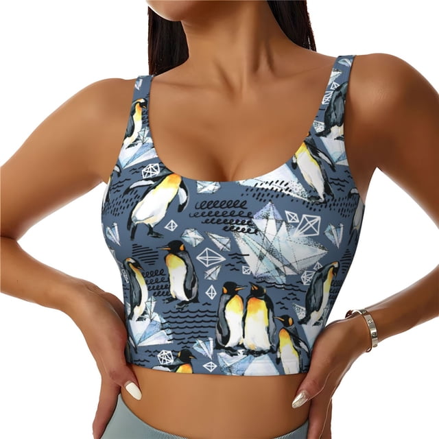 Lsque Penguin Arctic Adventure Soutien-Gorge de Sport Imprimé pour Femmes, Compression, Évacuation de l'Humidité, Soutien-Gorge de Sport à Fort Impact pour Femmes, Soutien-Gorge de Sport Supportif-TTG