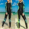 thumbnail image 5 of UP TO 15% OFF! Women's Wetsuit Long Sleeve Front Zip Wetsuit Swimsuit UV Protection Rash Guard Diving Suits, Yellow, 2XL, 5 of 6