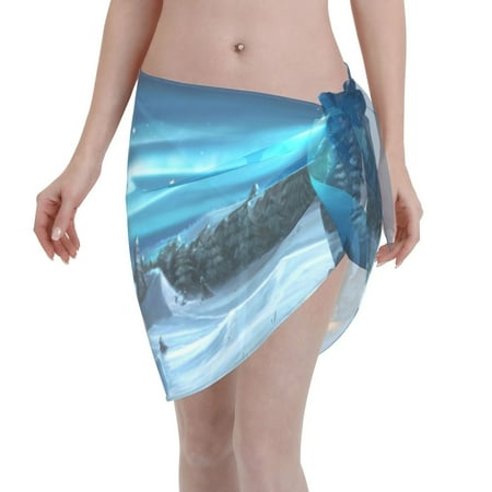 Disketp Mountain Cottage In Snow Women Swimsuit Cover Up Short Chiffon Summer Beach Sarong Bikini Wrap Skirt Bathing Suit