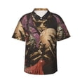 thumbnail image 2 of Picia Eerie Skull Holding Another Gentle Cotton Regular Fit Short Sleeve Casual Hawaiian Shirt for Men-Small, 2 of 8