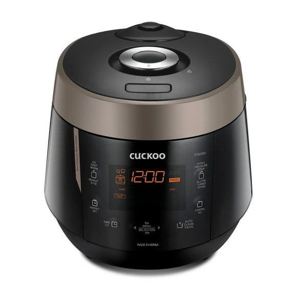 CUCKOO CRP-P1009SB Cuiseur à Riz et Réchaud à Pression de 10 Tasses (Non Cuit) / 20 Tasses (Cuit) avec Pot Intérieur Antiadhésif, 13 Modes de Menu, Technologie Logique Floue, Guide Vocal 3, Nettoyage Automatique (Noir)
